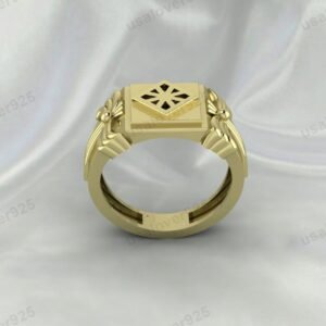 Unique Geometric Signet Unisex Ring – High Quality Yellow Brass Jewelry