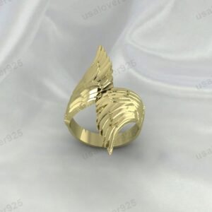 Feather Unique Design Signet Unisex Ring – High Quality Yellow Brass Jewelry