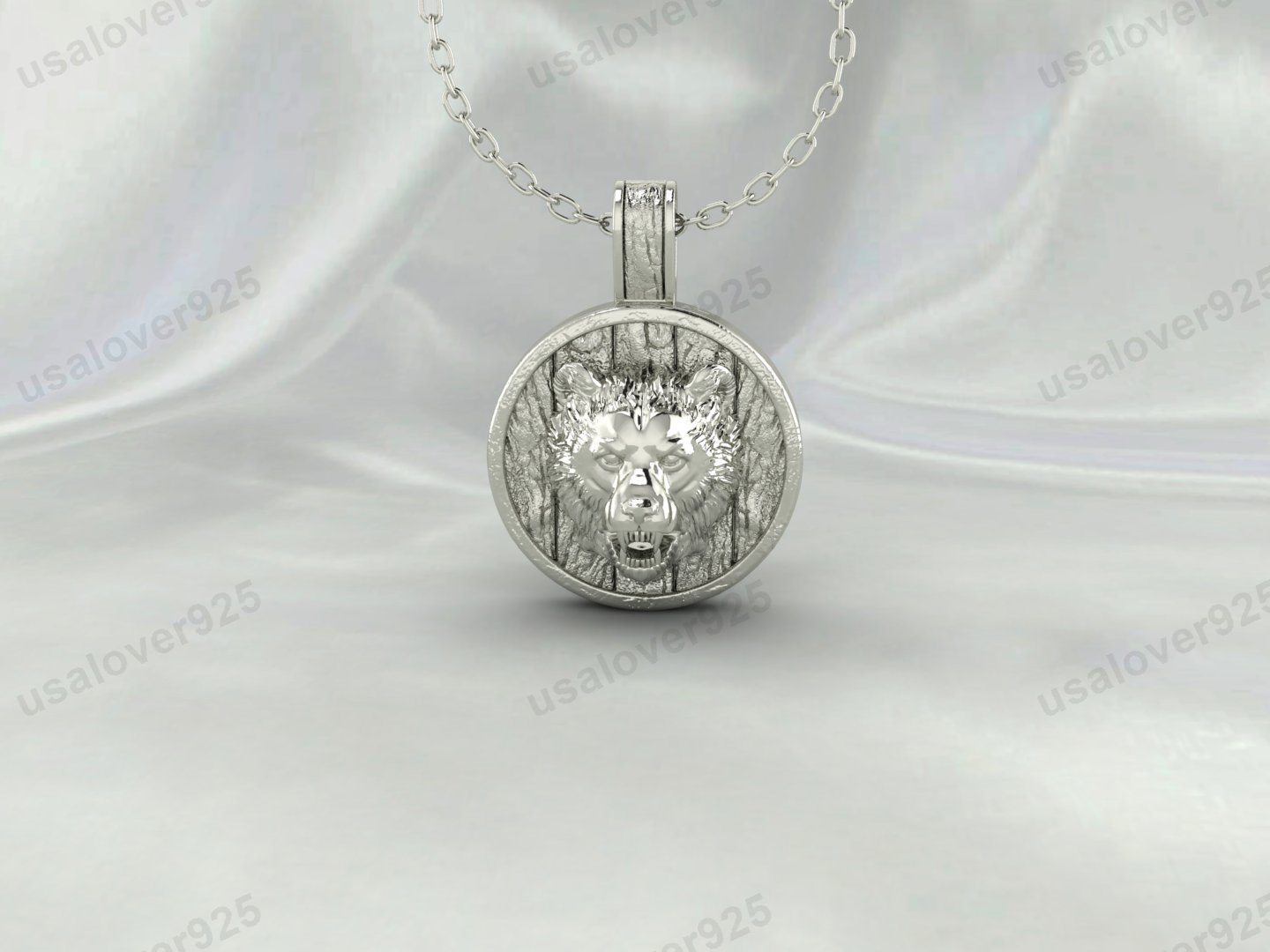 Biker Viking Wolf Head Unique Design Unisex Pendant, 925 Sterling Silver Necklace Jewelry