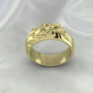 Couple Love Signet Ring – High Quality Yellow Brass Unisex Jewelry