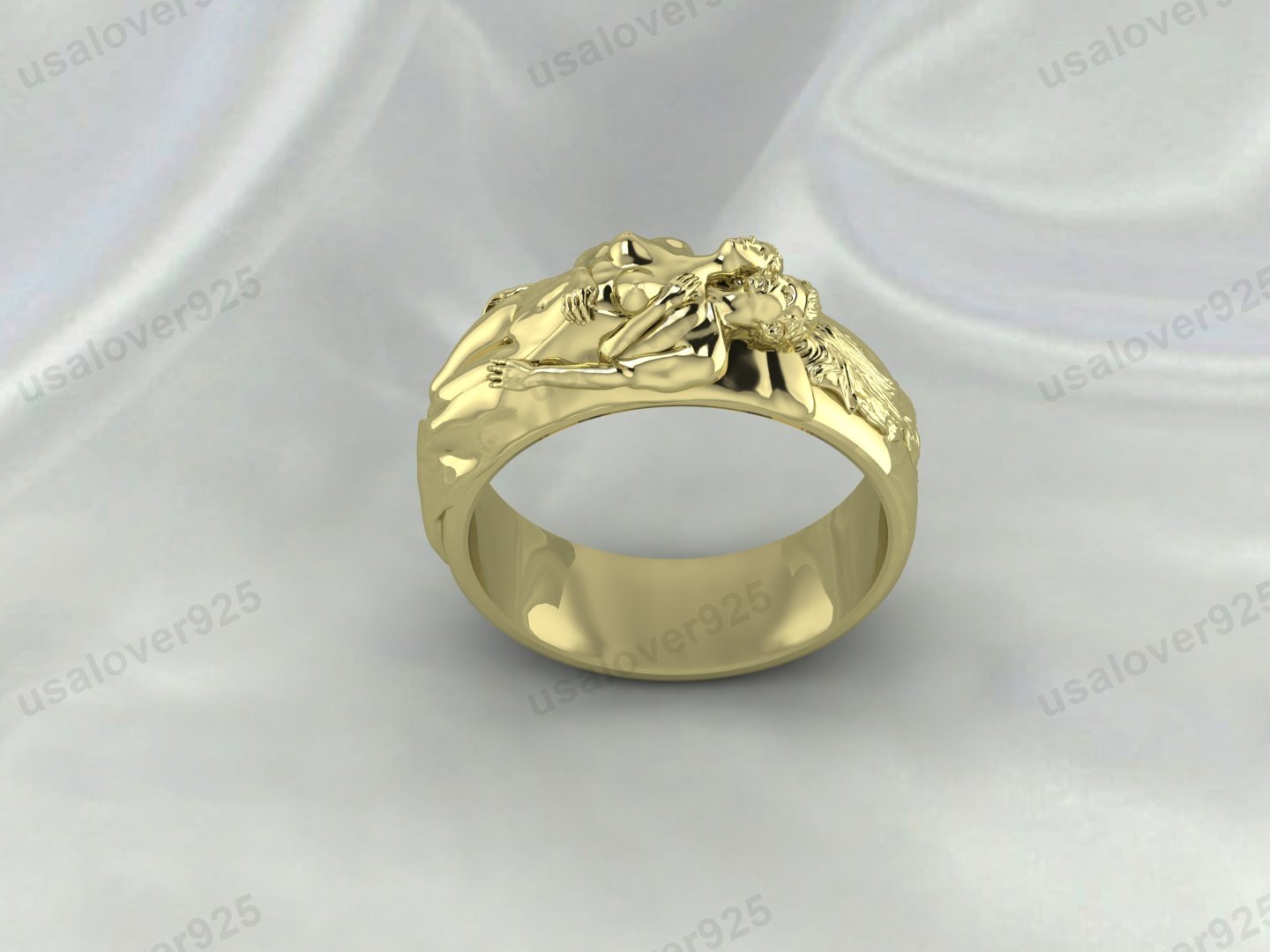 Couple Love Signet Ring – High Quality Yellow Brass Unisex Jewelry