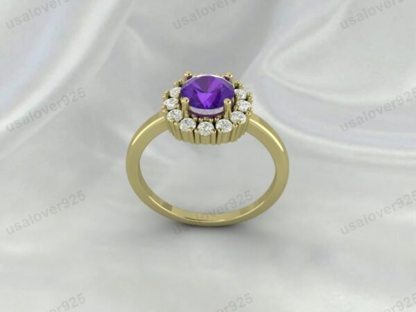 Amethyst Purple Stone Solitaire Ring – Women’s 925 Sterling Silver Jewelry - Image 2