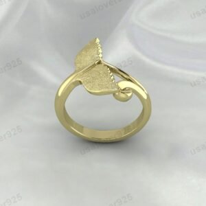 Whale Teil Unisex Band Ring – High Quality Yellow Brass Jewelry