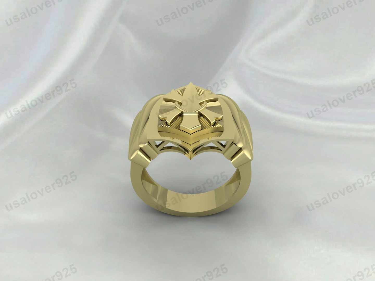 Geometric Unique Design Signet Men's Ring – High Quality Yellow Brass Jewelry - Image 2