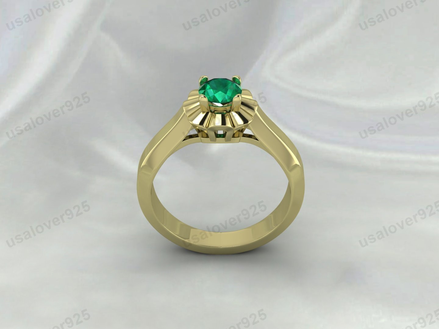 Emerald Gemstone Solitaire Women Ring – Women’s 925 Sterling Silver Jewelry - Image 2