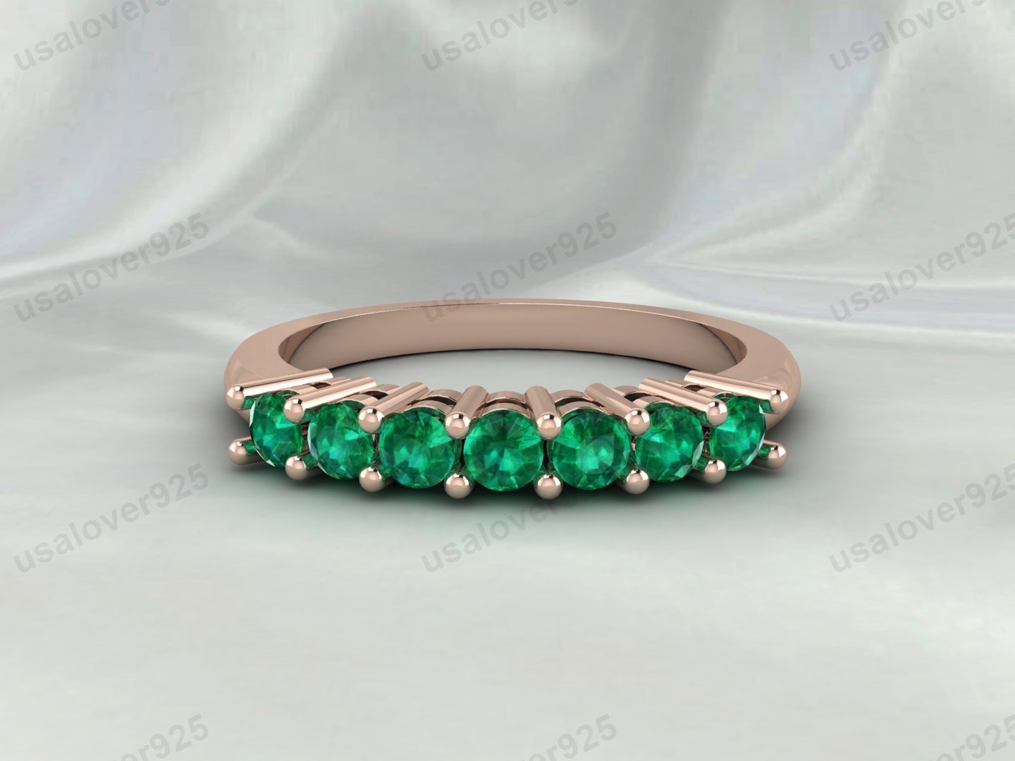 Emerald Gemstone Women Band – 925 Sterling Silver Ring Jewelry - Image 2