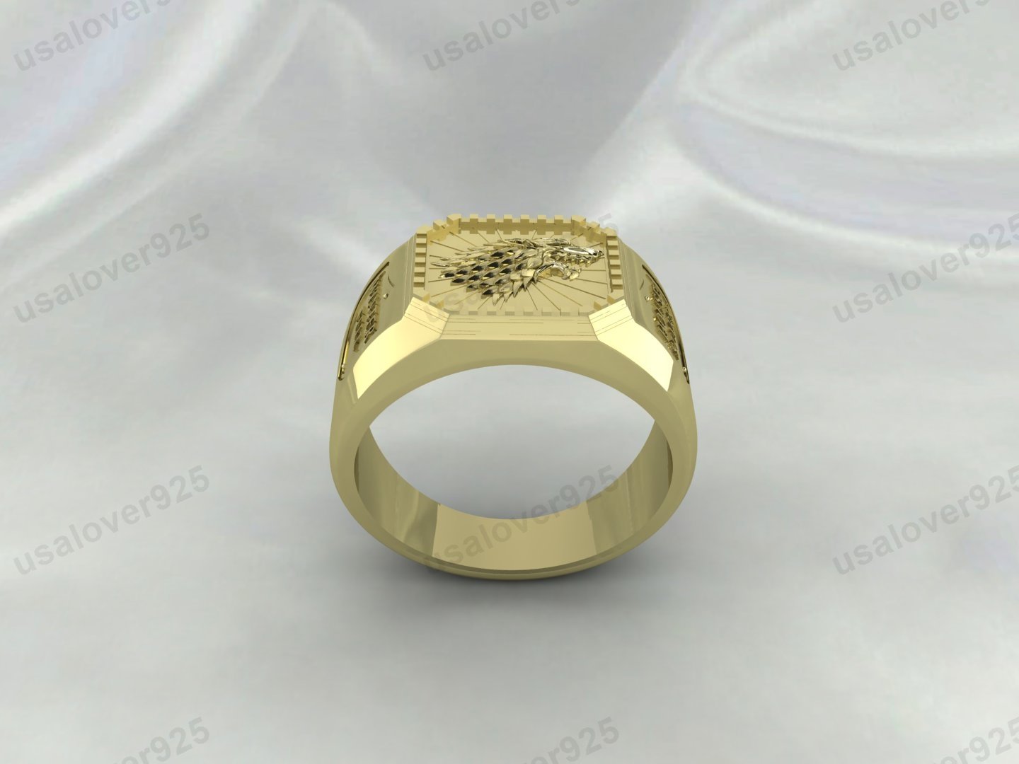 Game Of Throne House Stark Wolf Ring – High Quality Yellow Brass Unisex Jewelry