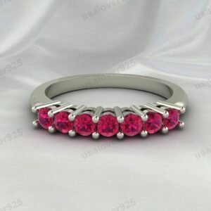 Ruby Gemstone Women Band – 925 Sterling Silver Ring Jewelry