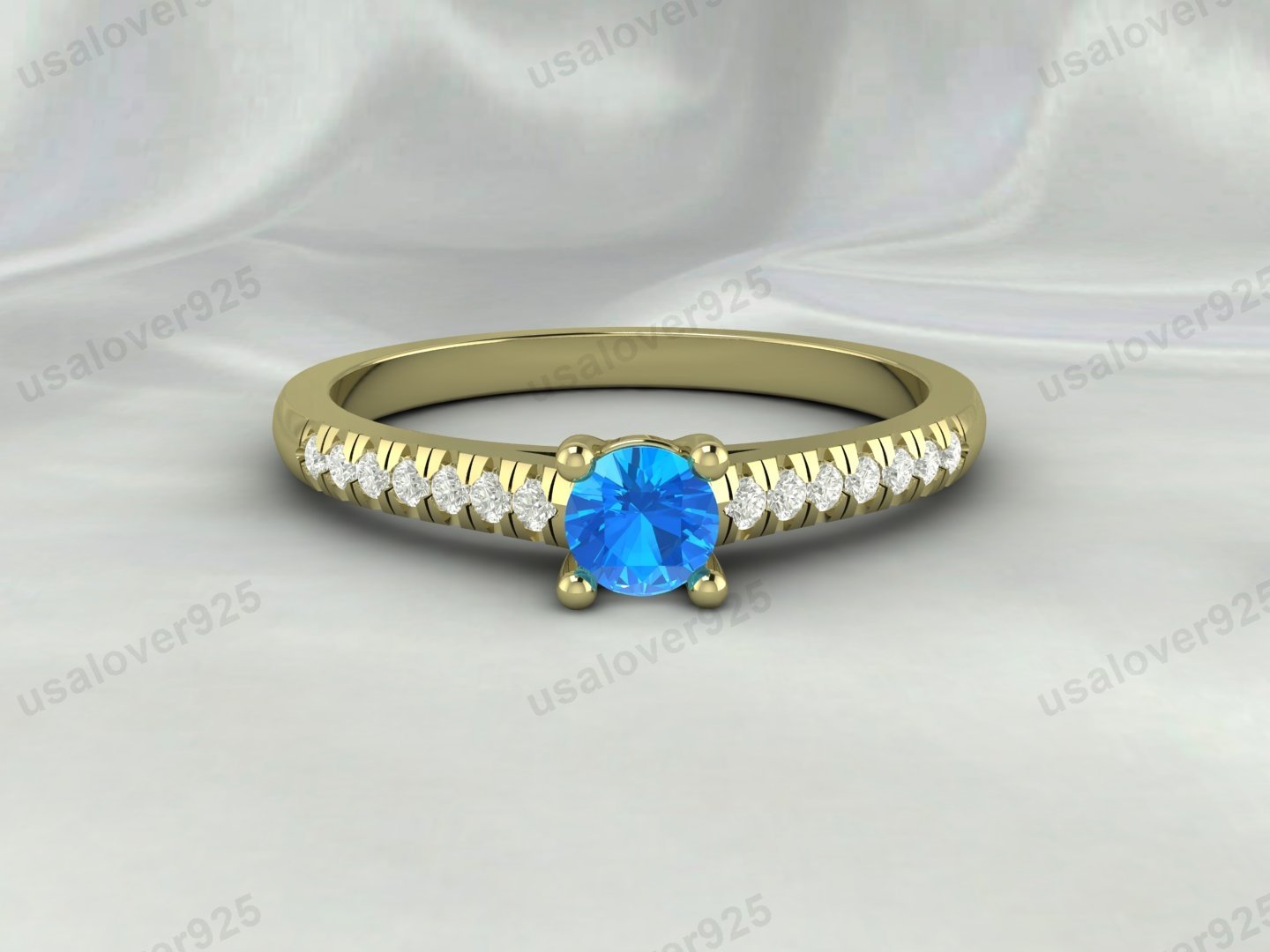 Topaz & CZ Diamond Gemstone Solitaire Women Ring – 925 Sterling Silver Jewelry - Image 3