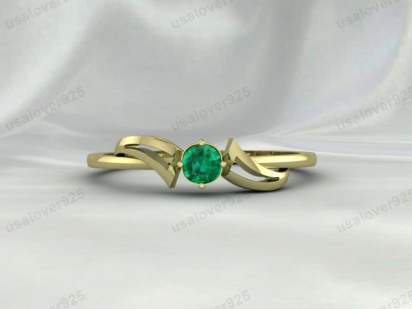 Emerald Green Gemstone Solitaire Women Ring – 925 Sterling Silver Jewelry - Image 3