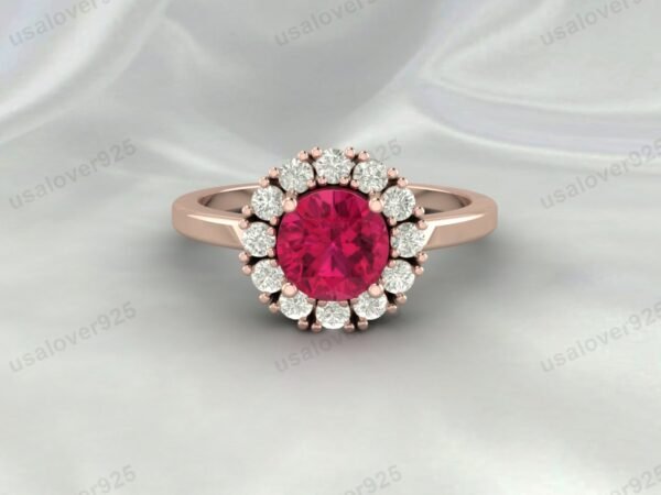 Ruby Gemstone Solitaire Ring – Women’s 925 Sterling Silver Jewelry - Image 2