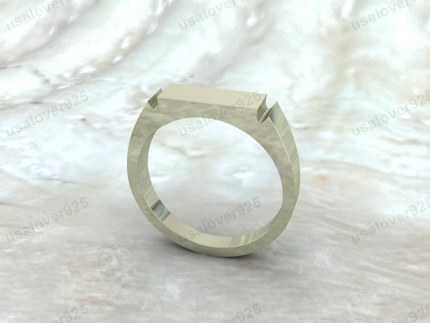 Plain Bar Shape Signet Unisex Ring, 925 Sterling Silver Jewelry - Image 4