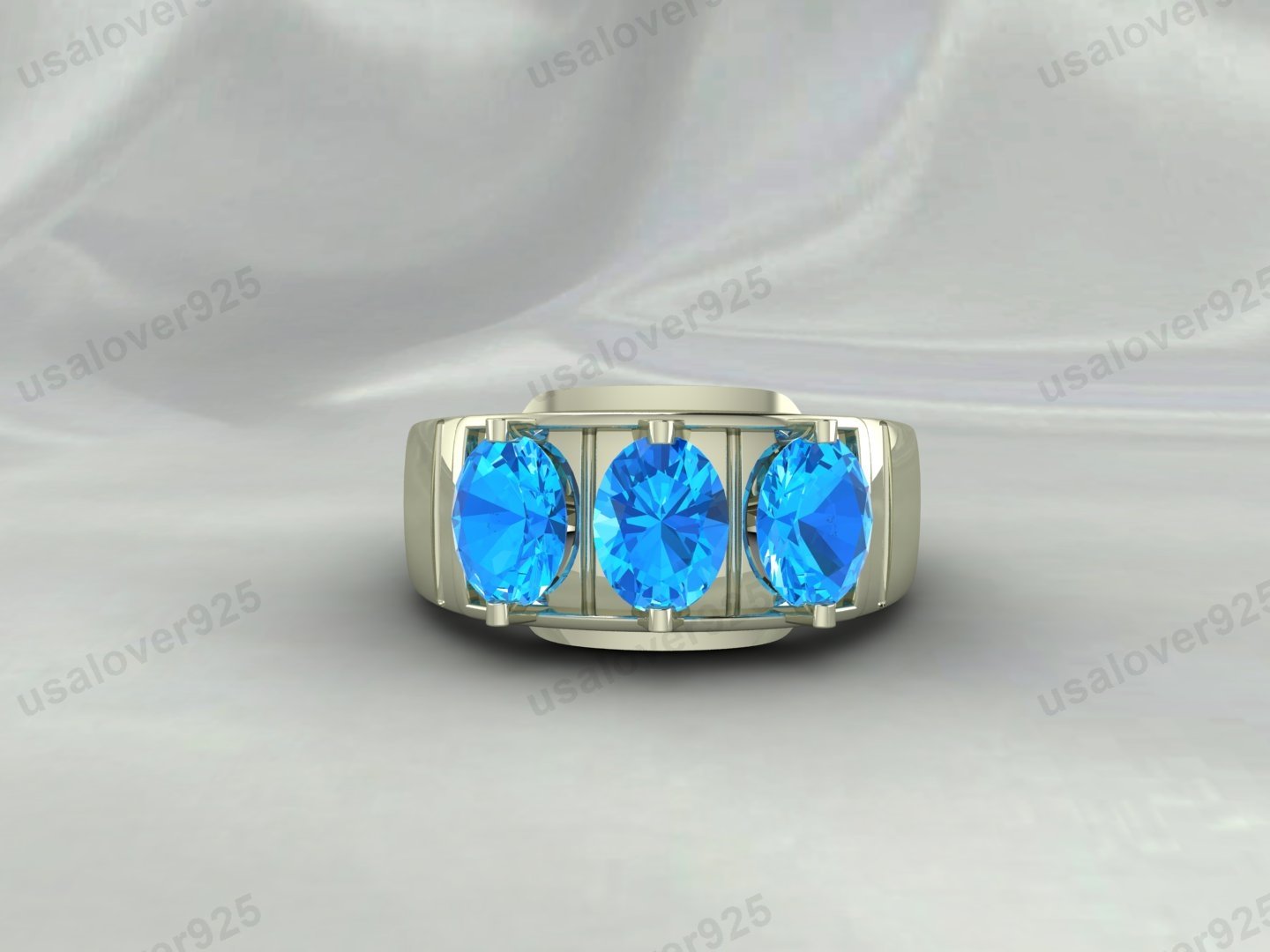 Topaz Oval Gemstone Men's Signet Ring, 925 Sterling Silver Jewelry - Image 3