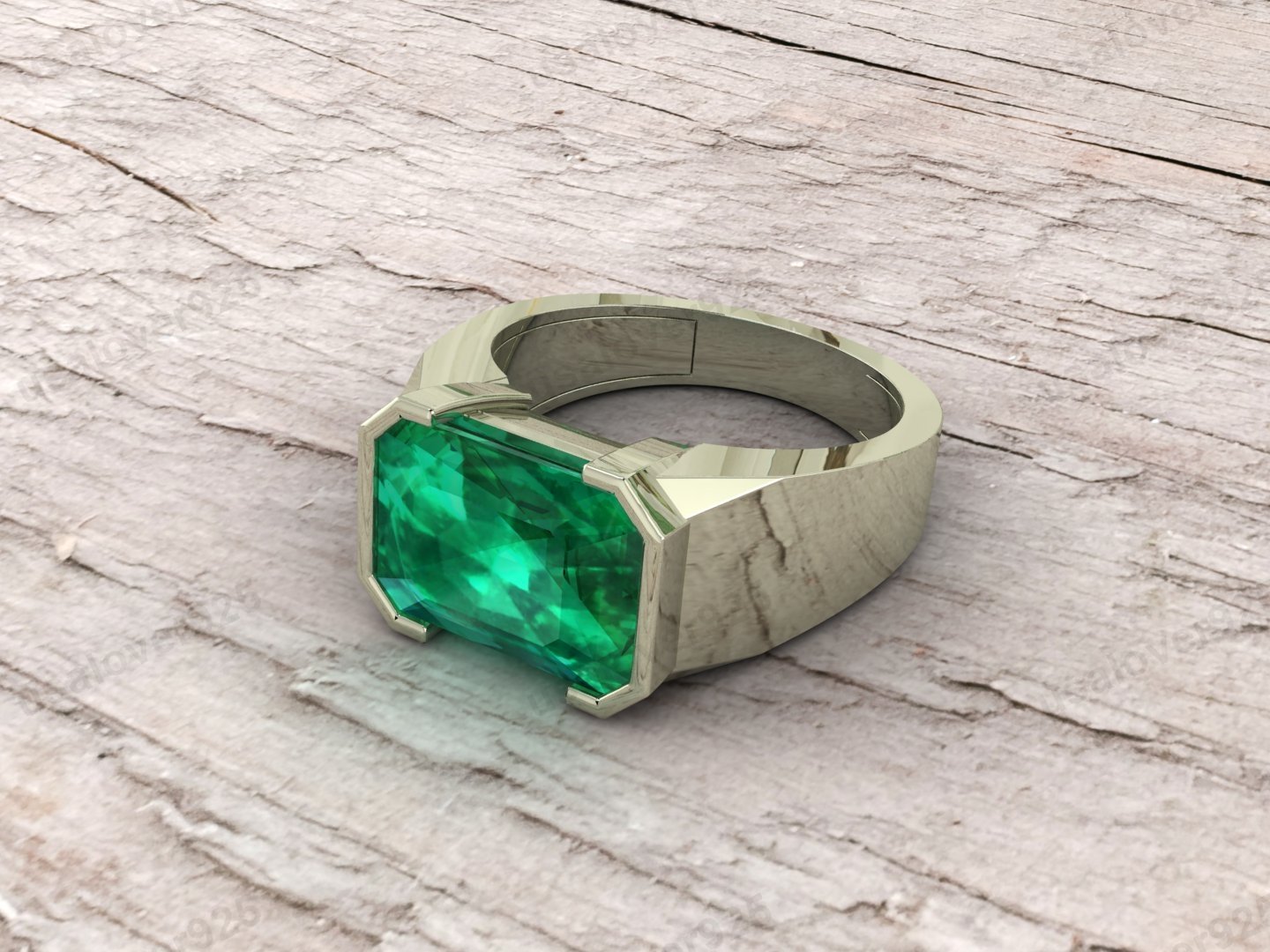 Emerald Gemstone Men's Signet Ring, 925 Solid Sterling Silver Jewelry - Image 2