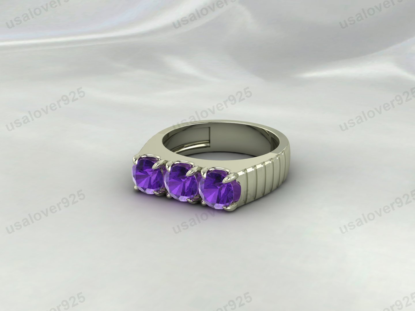 Amethyst Round Gemstone Men's Signet Ring, 925 Sterling Silver Jewelry