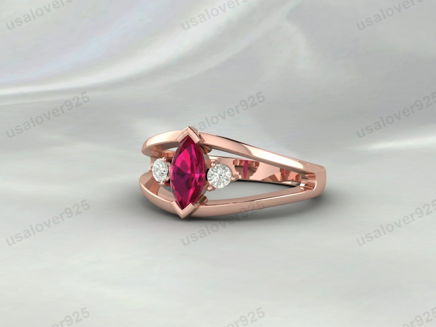 Ruby & CZ Diamond Gemstone Solitaire Women Ring – 925 Sterling Silver Jewelry - Image 3