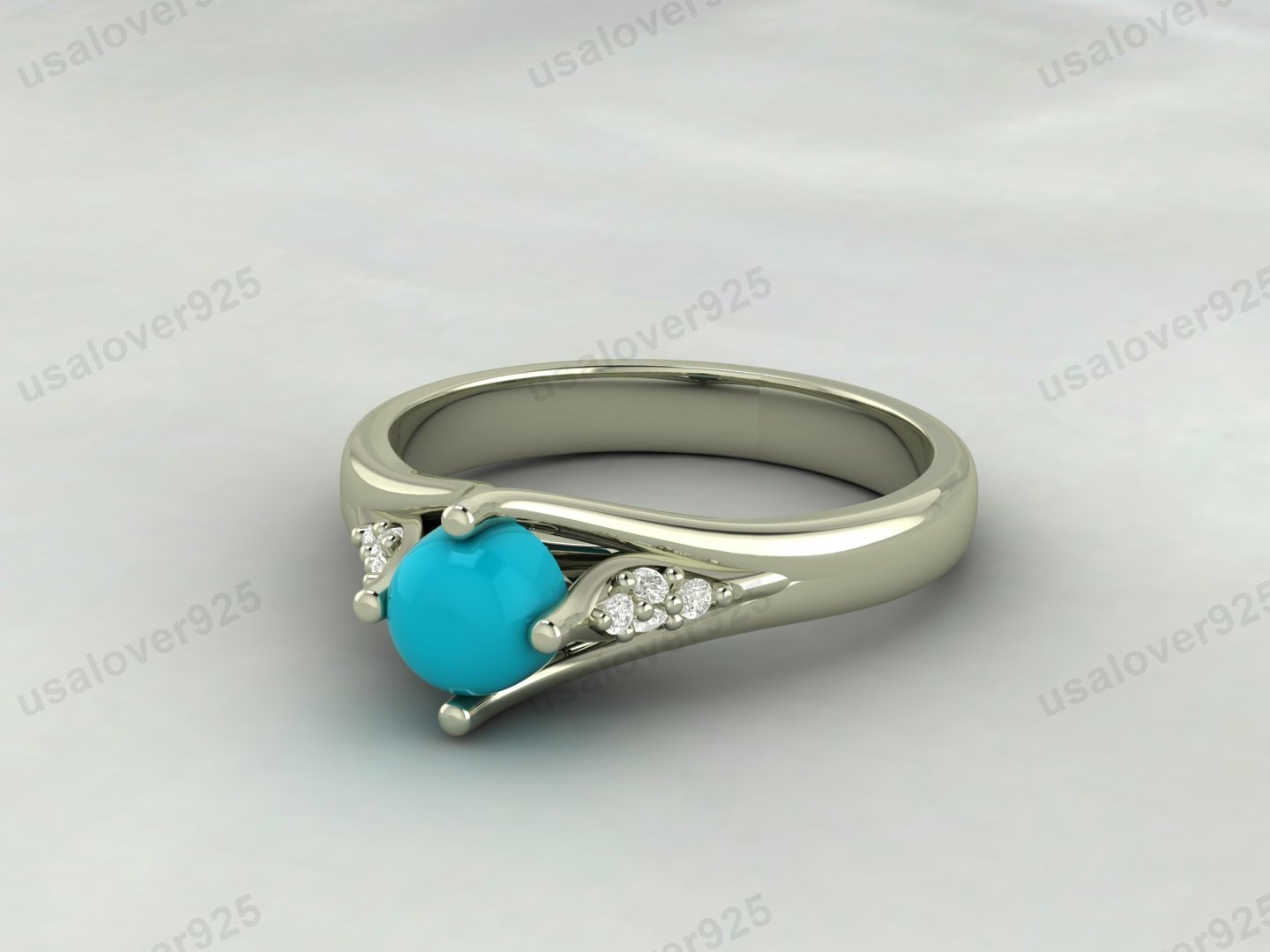 Turquoise Gemstone Solitaire Women Ring – 925 Sterling Silver Jewelry - Image 3