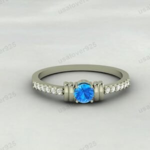 Topaz Gemstone Women Solitaire Ring – 925 Sterling Silver Jewelry