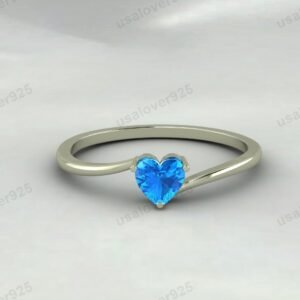 Topaz Heart Gemstone Women Solitaire Ring – 925 Sterling Silver Jewelry
