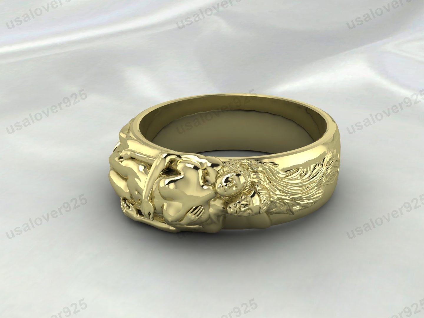 Couple Love Unique Signet Unisex Ring – High Quality Yellow Brass Jewelry - Image 2