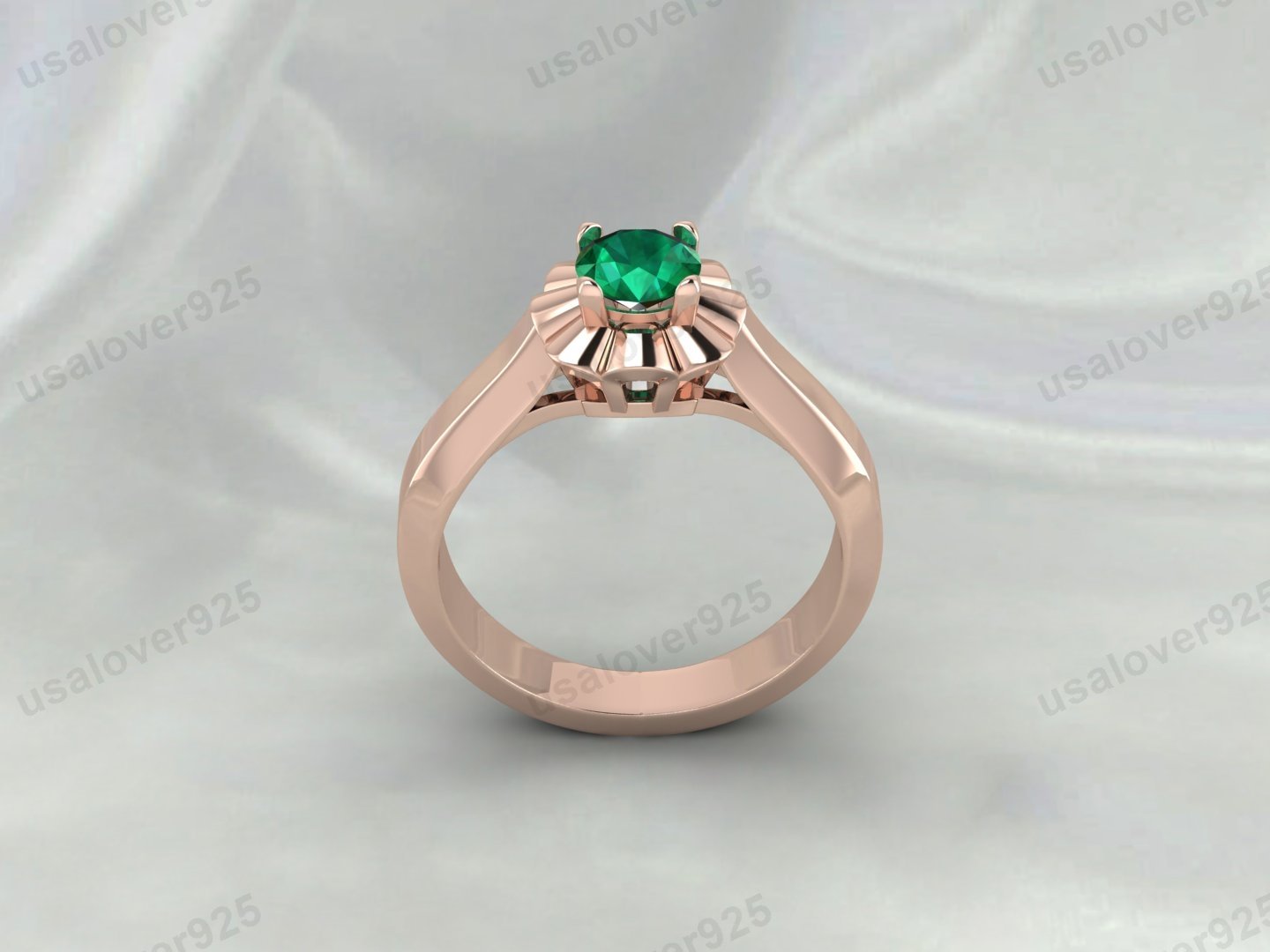 Emerald Gemstone Solitaire Women Ring – Women’s 925 Sterling Silver Jewelry - Image 3