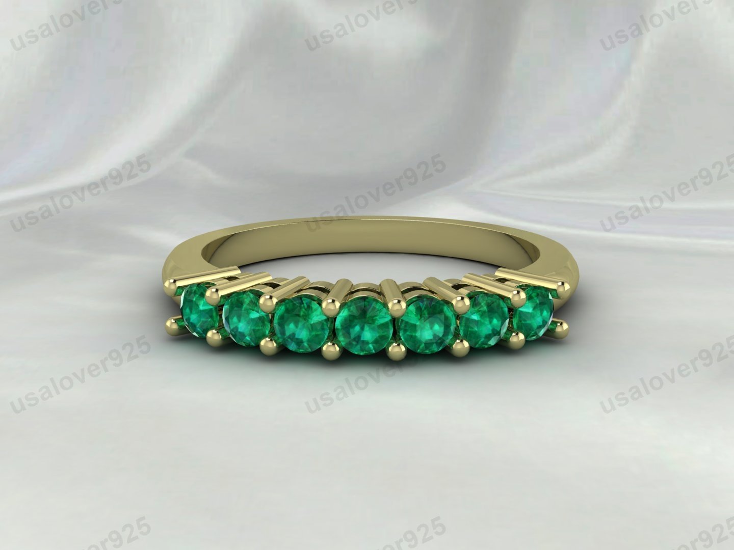 Emerald Gemstone Women Band – 925 Sterling Silver Ring Jewelry - Image 4