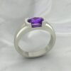 Amethyst Oval Gemstone Solitaire Unisex Ring  – 925 Sterling Silver Jewelry