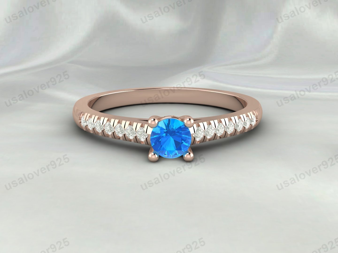 Topaz & CZ Diamond Gemstone Solitaire Women Ring – 925 Sterling Silver Jewelry - Image 2