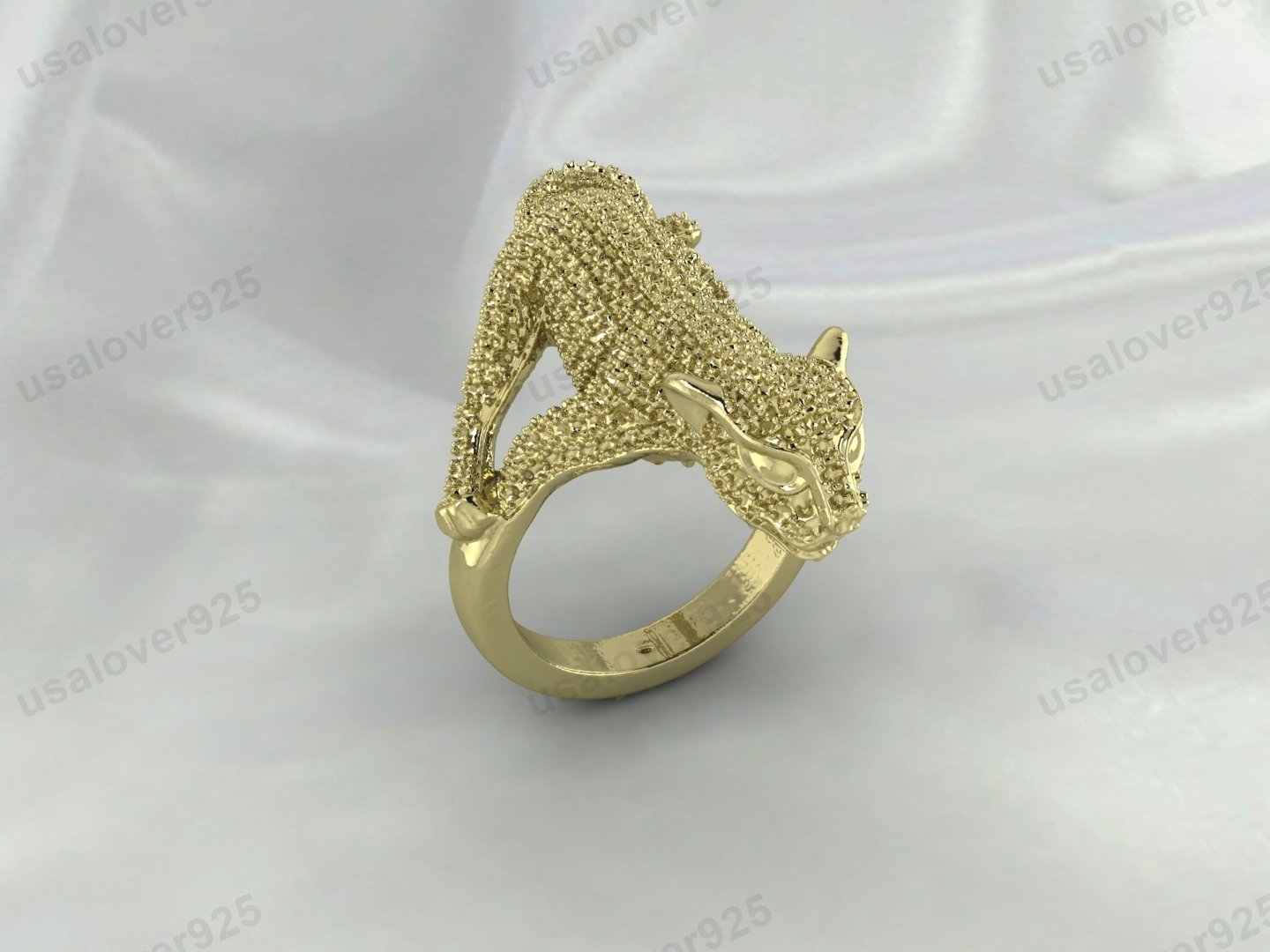 Jaguar Animal Unique Signet Unisex Ring – High Quality Yellow Brass Jewelry - Image 2