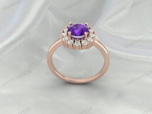 Amethyst Purple Stone Solitaire Ring – Women’s 925 Sterling Silver Jewelry - Image 3