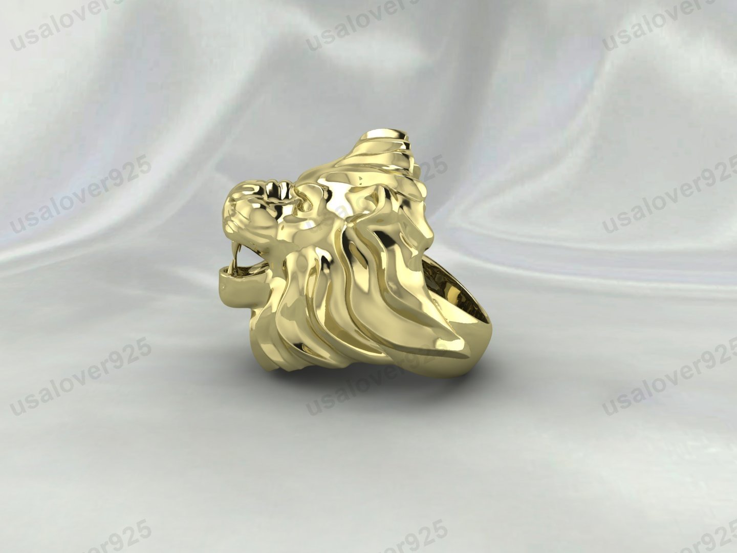Lion Unique Signet Mens Ring – High Quality Yellow Brass Jewelry - Image 2
