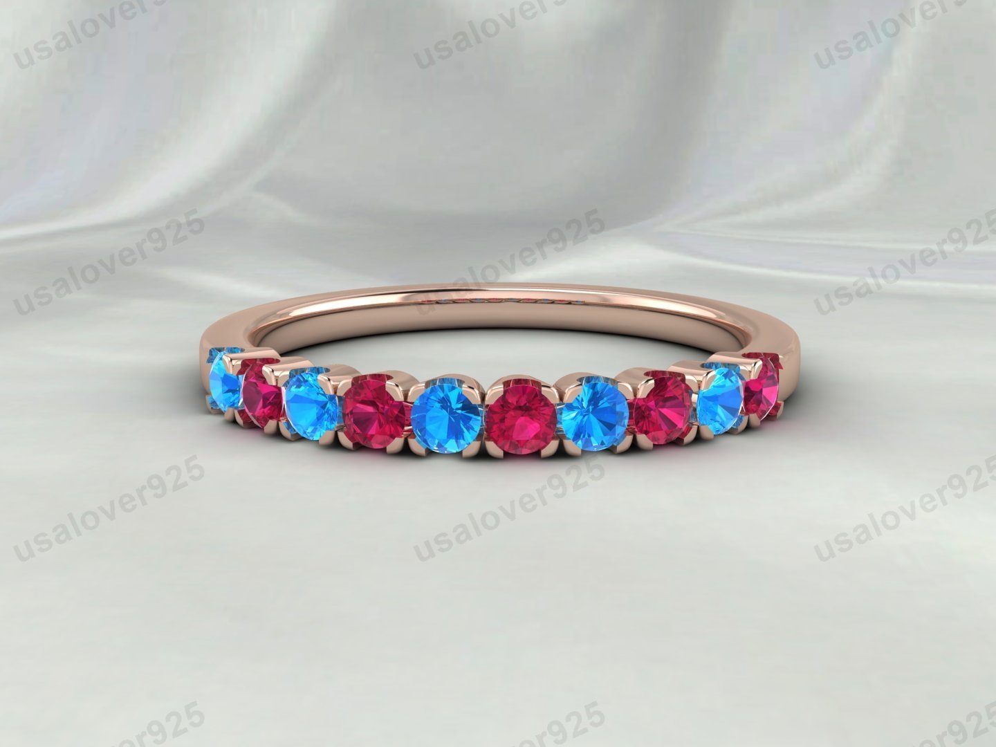 Topaz & Ruby Stone Eternity Band for Women – 925 Sterling Silver Ring Jewelry - Image 2