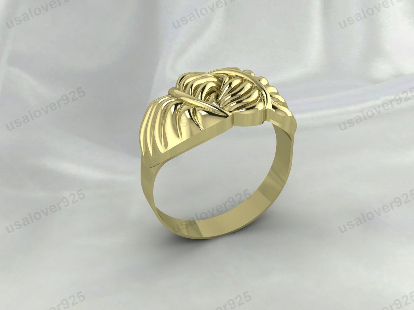 Vintage Knot Design Signet Unisex Ring – High Quality Yellow Brass Jewelry - Image 2