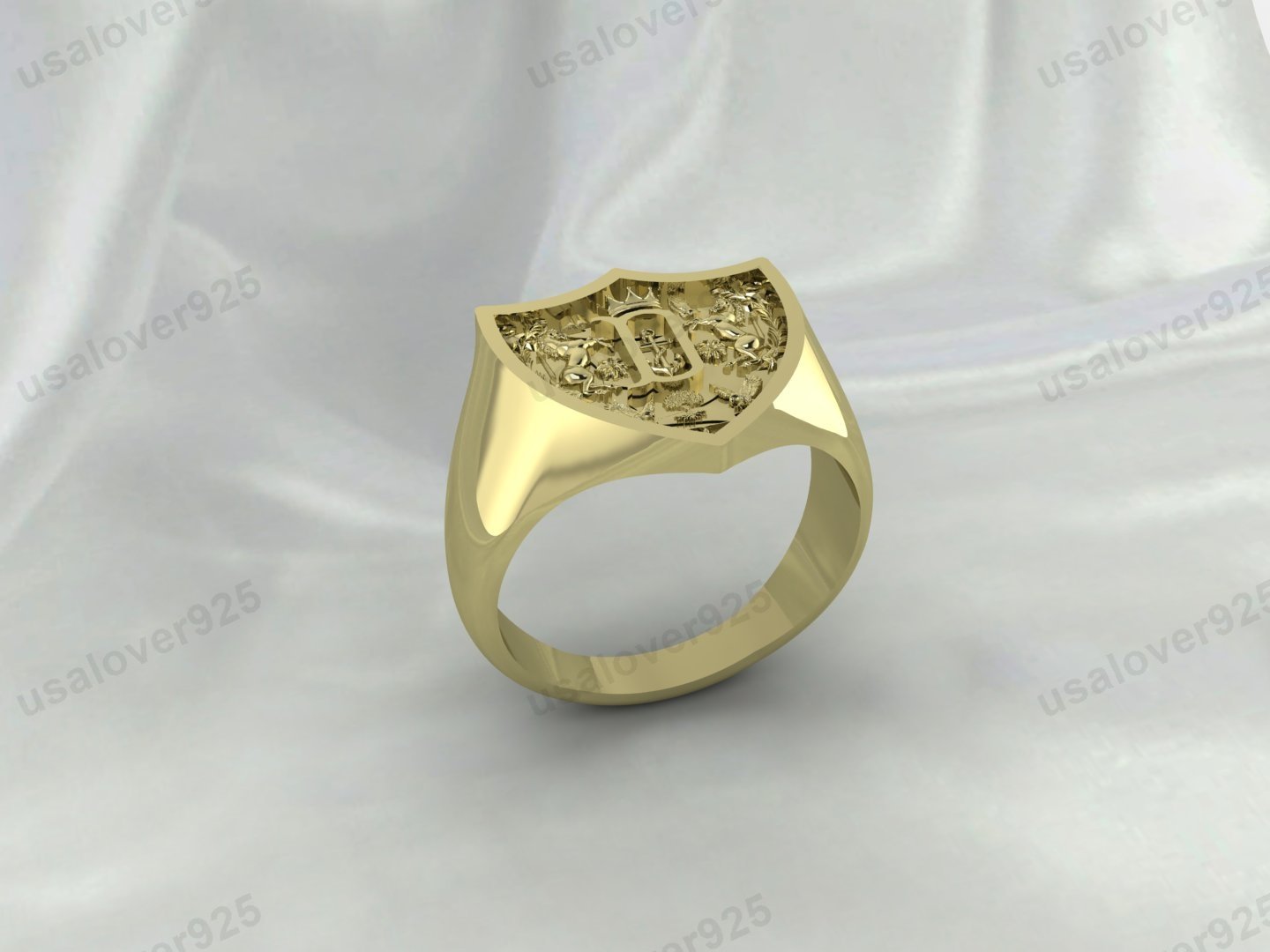 Christian Coat of Arms Signet Unisex Ring – High Quality Yellow Brass Jewelry - Image 3
