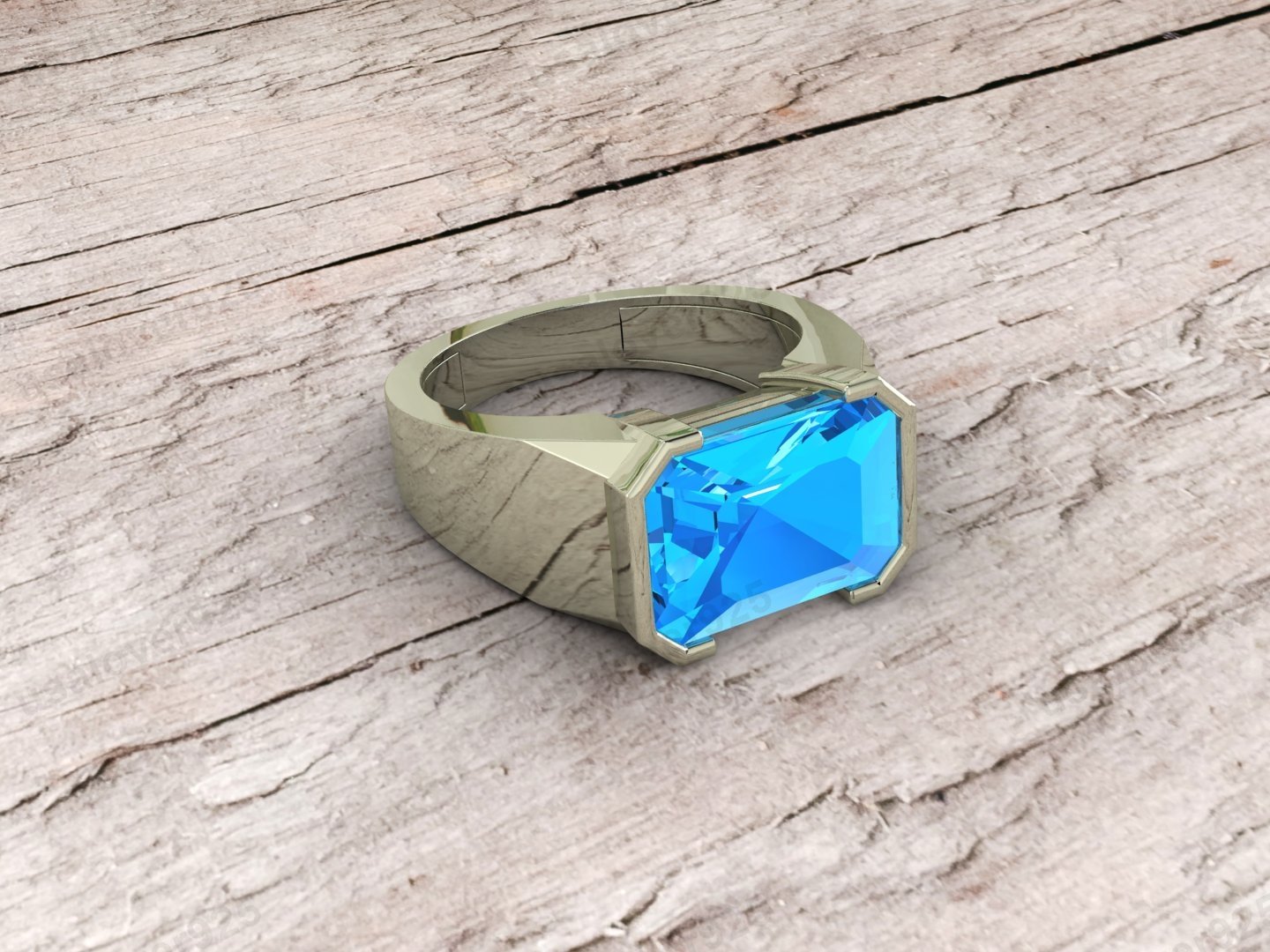 Topaz Gemstone Men's Signet Ring, 925 Solid Sterling Silver Jewelry - Image 3