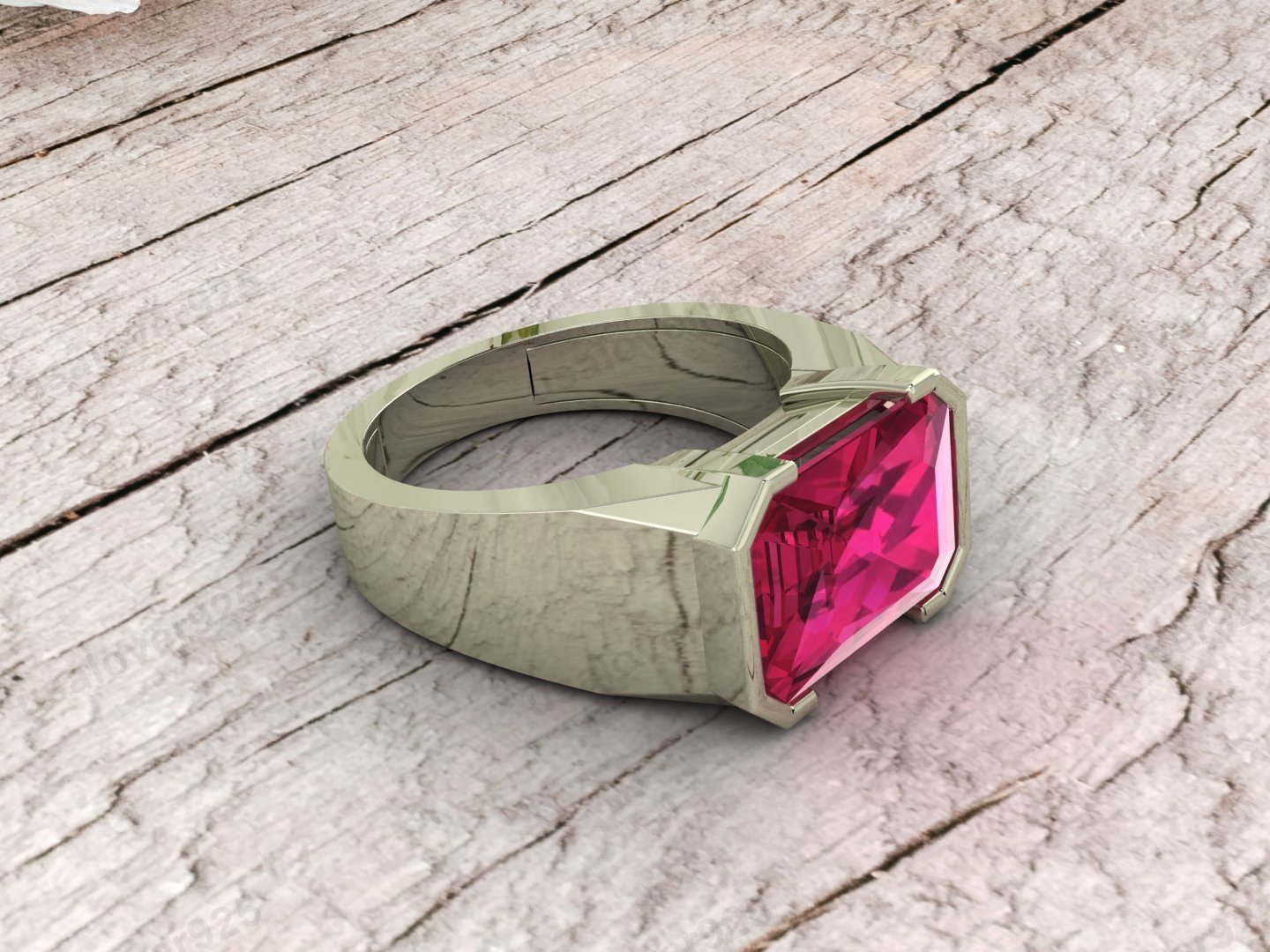 Ruby Gemstone Men's Signet Ring, 925 Solid Sterling Silver Jewelry - Image 2