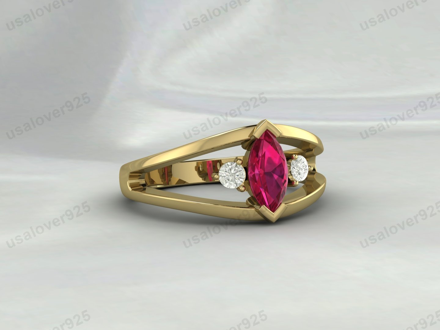 Ruby & CZ Diamond Gemstone Solitaire Women Ring – 925 Sterling Silver Jewelry - Image 2