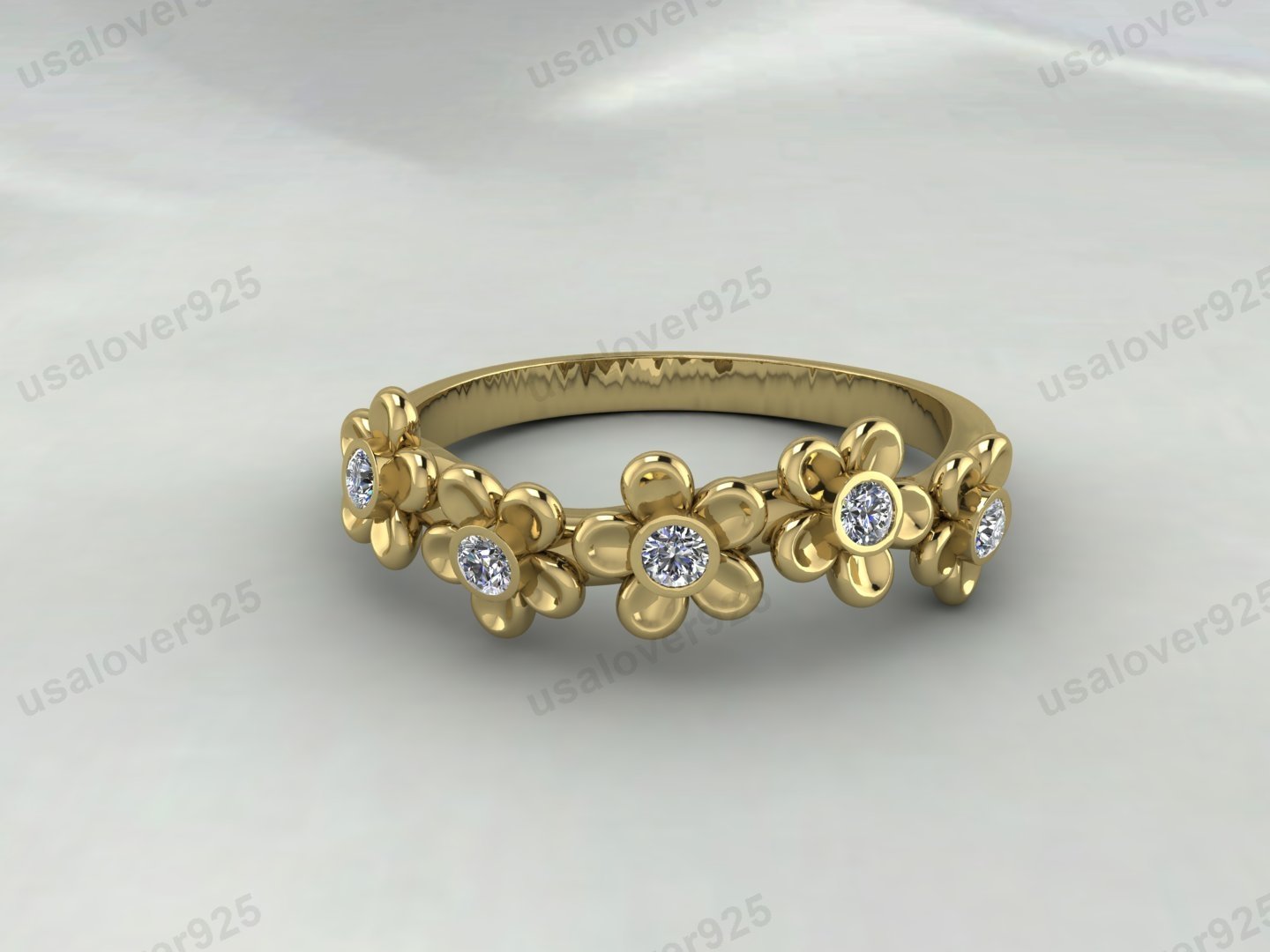 Flower Design CZ Diamond Stone Women Band – 925 Sterling Silver Ring Jewelry - Image 3