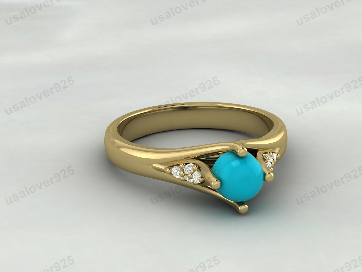 Turquoise Gemstone Solitaire Women Ring – 925 Sterling Silver Jewelry - Image 2