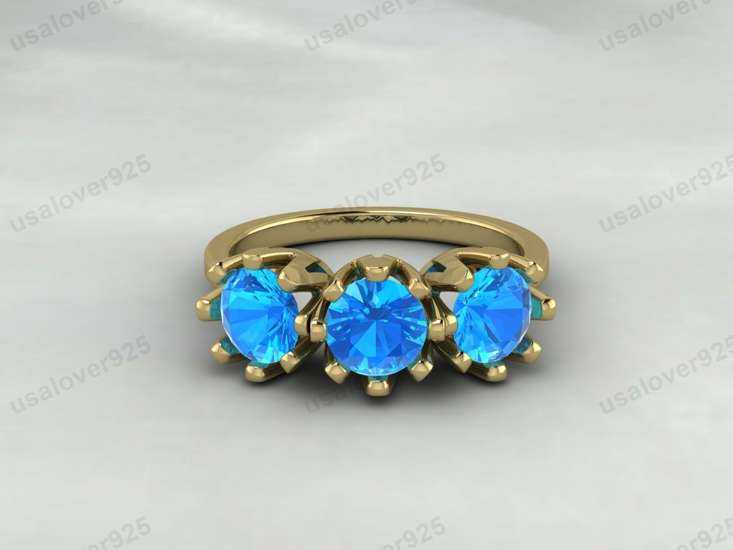 Topaz Three Gemstone Women Ring – 925 Sterling Silver Jewelry - Image 2