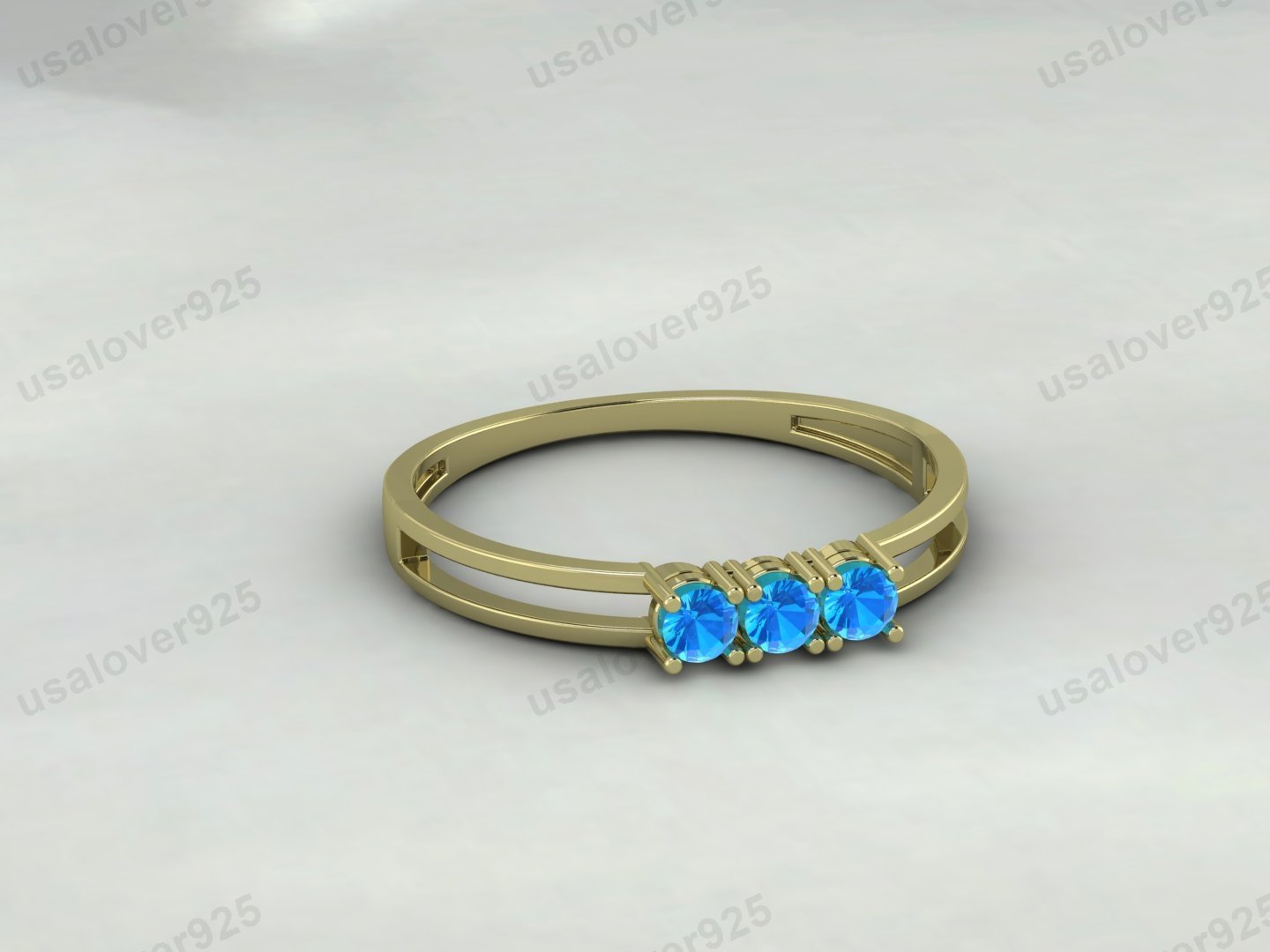 Topaz Three Gemstone Women Solitaire Band – 925 Sterling Silver Ring Jewelry - Image 2