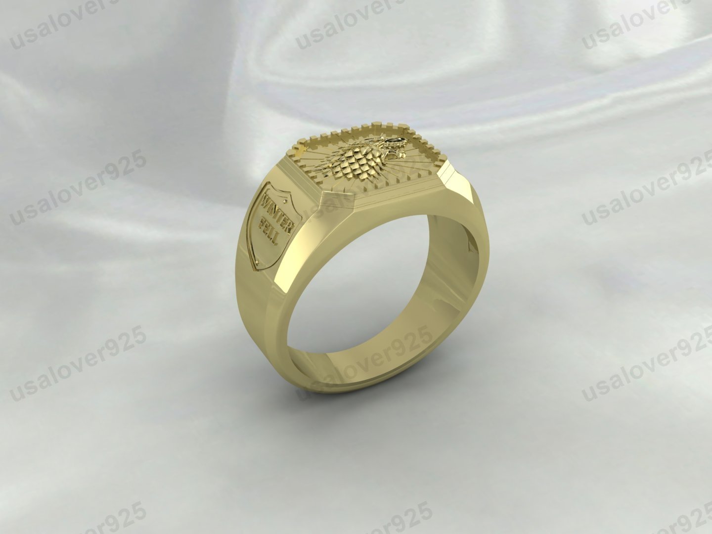 Game Of Throne House Stark Wolf Ring – High Quality Yellow Brass Unisex Jewelry - Image 2