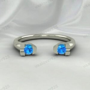 Topaz Gemstone Open Women Band – 925 Sterling Silver Ring Jewelry