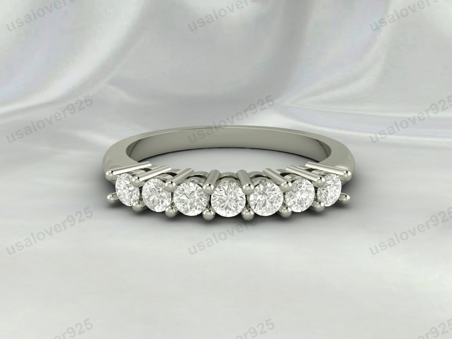 CZ Diamond Gemstone Women Band – 925 Sterling Silver Ring Jewelry