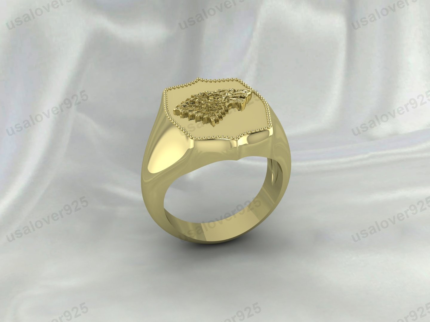 Men Movie Style Game of Thrones ice Wolf Signet Ring – High Quality Yellow Brass Unisex Jewelry - Image 2