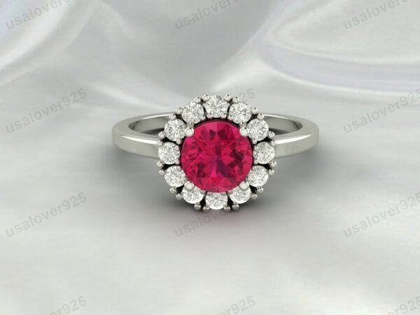 Ruby Gemstone Solitaire Ring – Women’s 925 Sterling Silver Jewelry