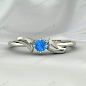 Topaz Gemstone Solitaire Women Ring – 925 Sterling Silver Jewelry