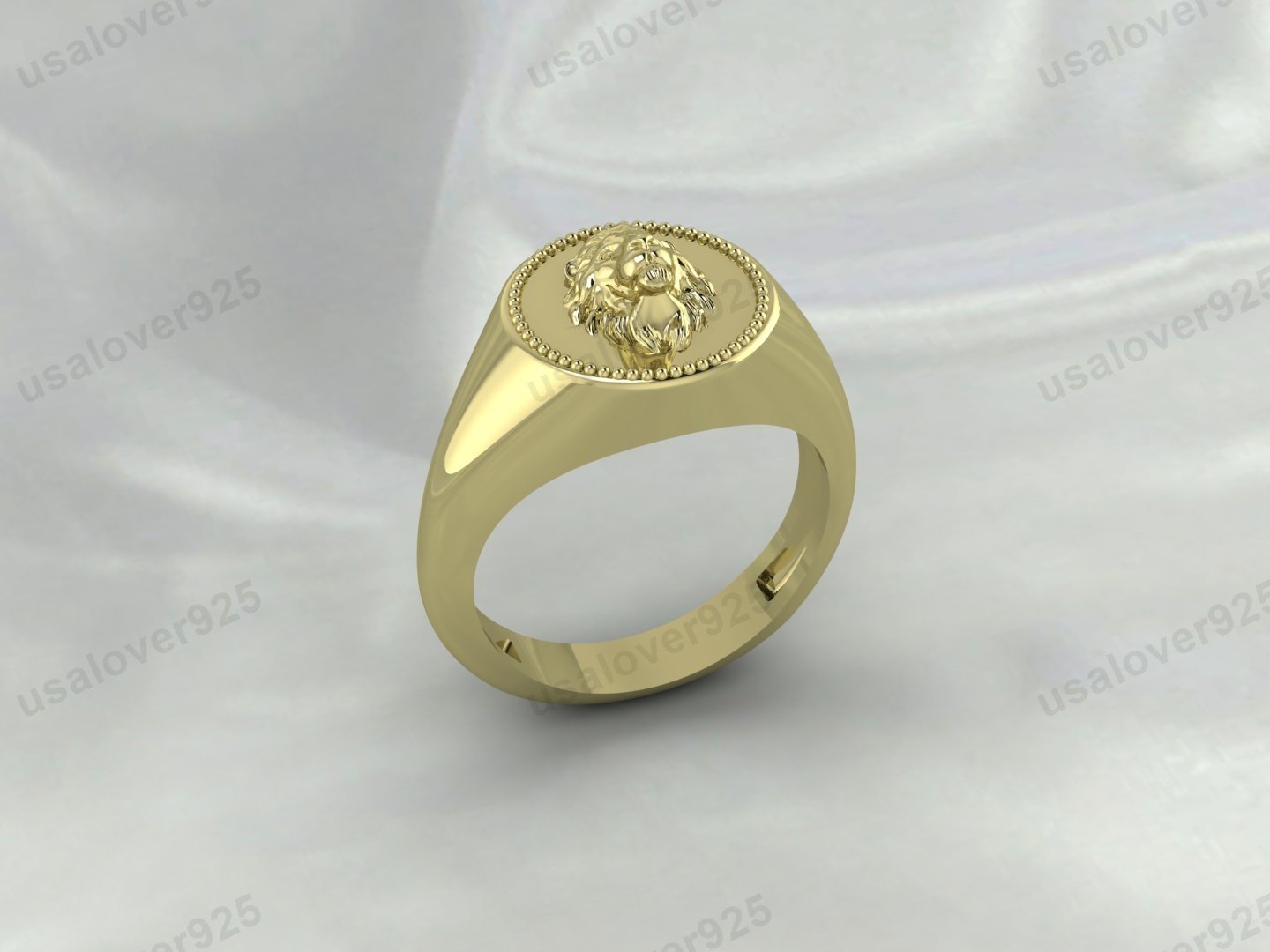 Lion Face Signet Unisex Ring – High Quality Yellow Brass Jewelry - Image 2