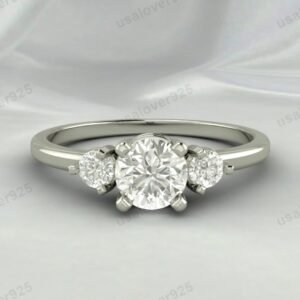 CZ Diamond Gemstone Solitaire Women Ring – 925 Sterling Silver Jewelry