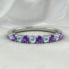 Amethyst & Aquamarine Stone Eternity Band for Women – 925 Sterling Silver Ring Jewelry